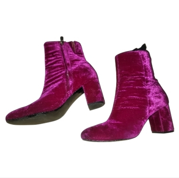 & other stories and Pink fuchsia Velvet ankle boots booties 39 8 night fever - Picture 7 of 12